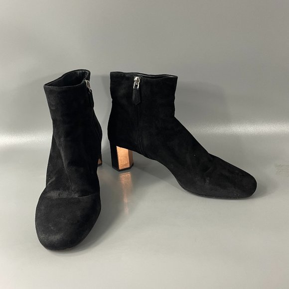 Prada Black Suede Mirror Heel Boots, Size 40.5 - Picture 1 of 12